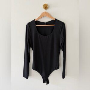 Express Black Long-Sleeve Scoop-Neck Bodysuit